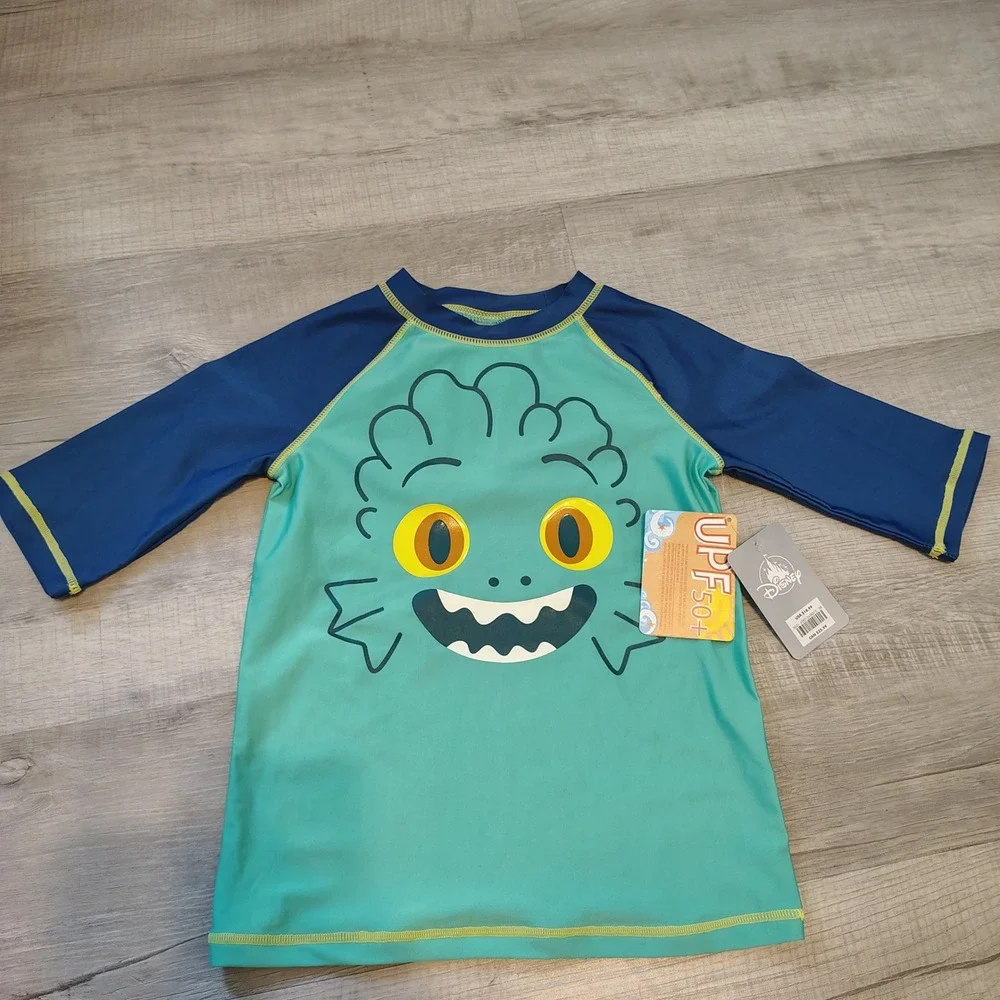 Disney Pixar Luca Sea Monster Rash Guard Swim Shirt UPF 50+ Kids Size 9/10 NWT